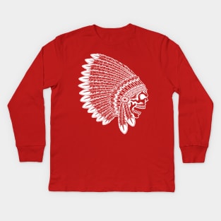 Indian Headdress Skull Kids Long Sleeve T-Shirt